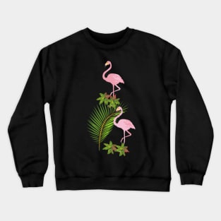 Flamingo and palm leaves Crewneck Sweatshirt